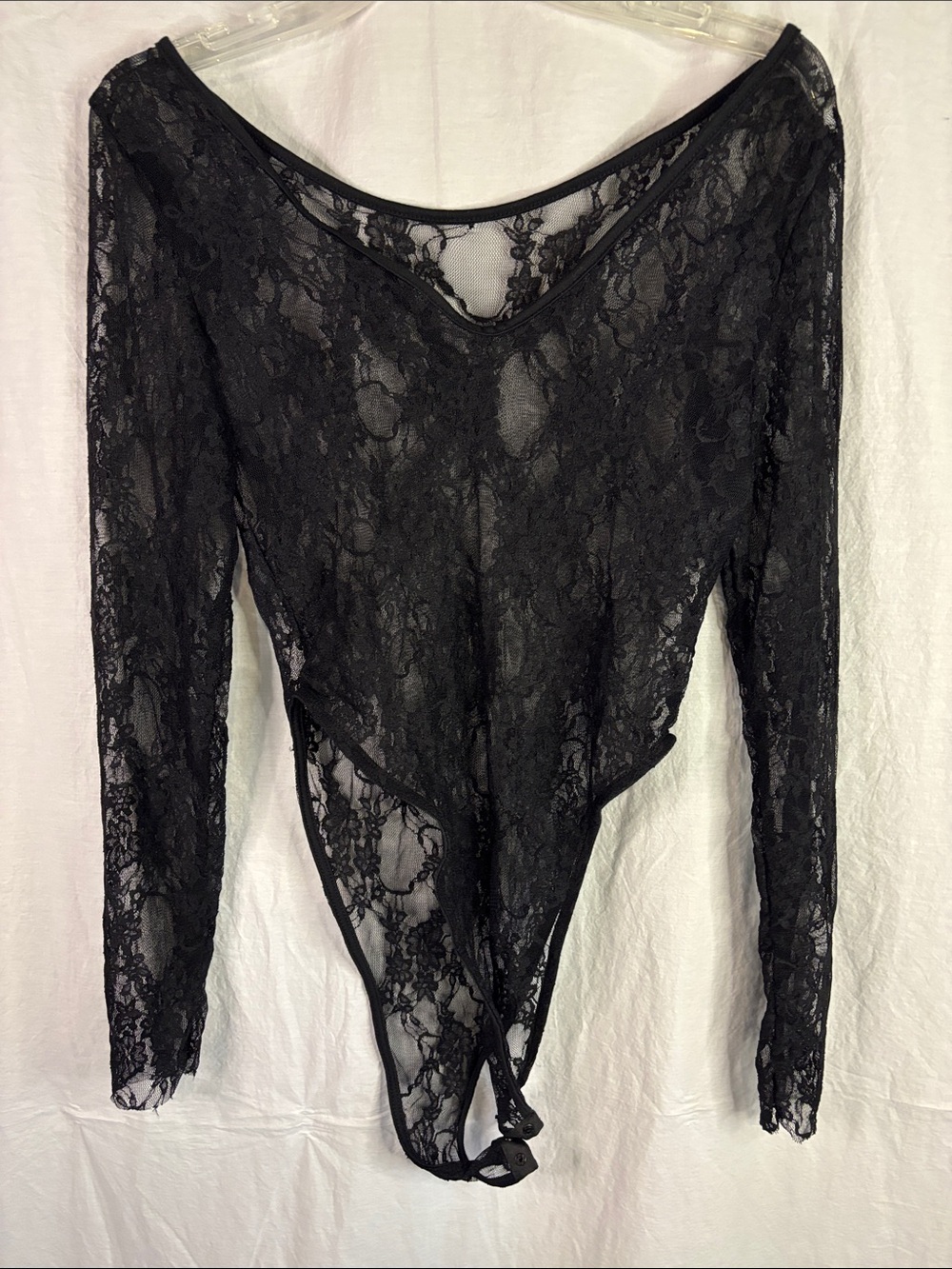 Black Lace Long Sleeve Fem Punk, Whimsy Goth Bodysuit (93)